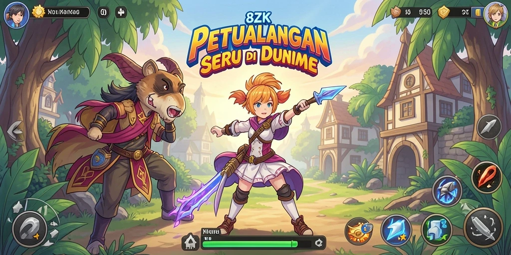 Tampilan gameplay seru dari 8ZK yang menampilkan karakter anime menarik.