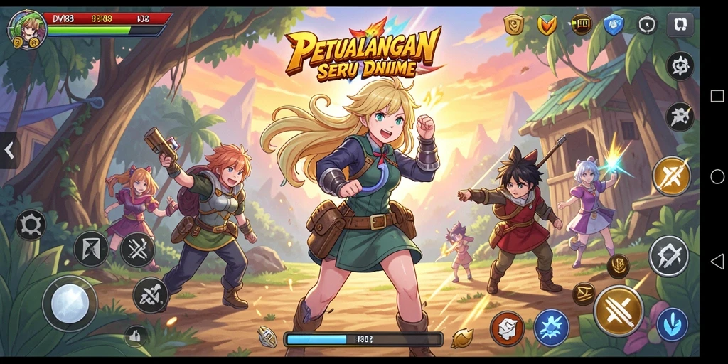 Tangkapan layar gameplay DV188 yang menampilkan aksi karakter Anime.