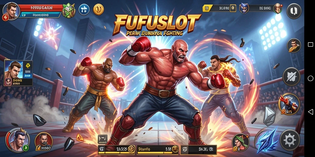 Tangkapan layar gameplay FUFUSLOT yang menunjukkan aksi pertarungan seru.