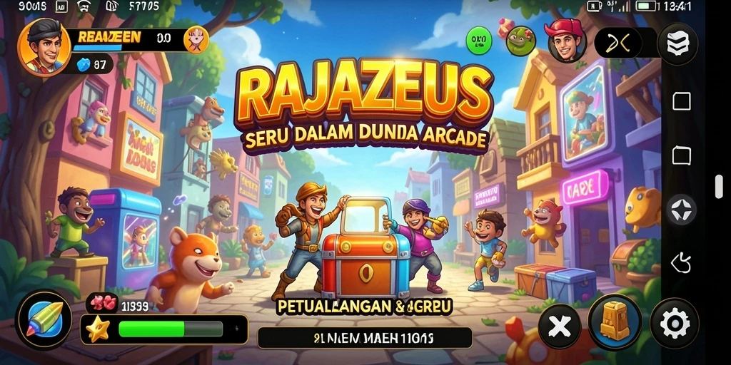 Screenshot gameplay RAJAZEUS yang menunjukkan aksi seru dalam game Arcade.